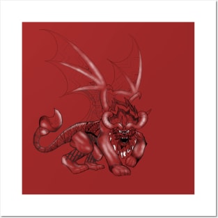 ecopop kaiju manticore in dark beast wings art Posters and Art